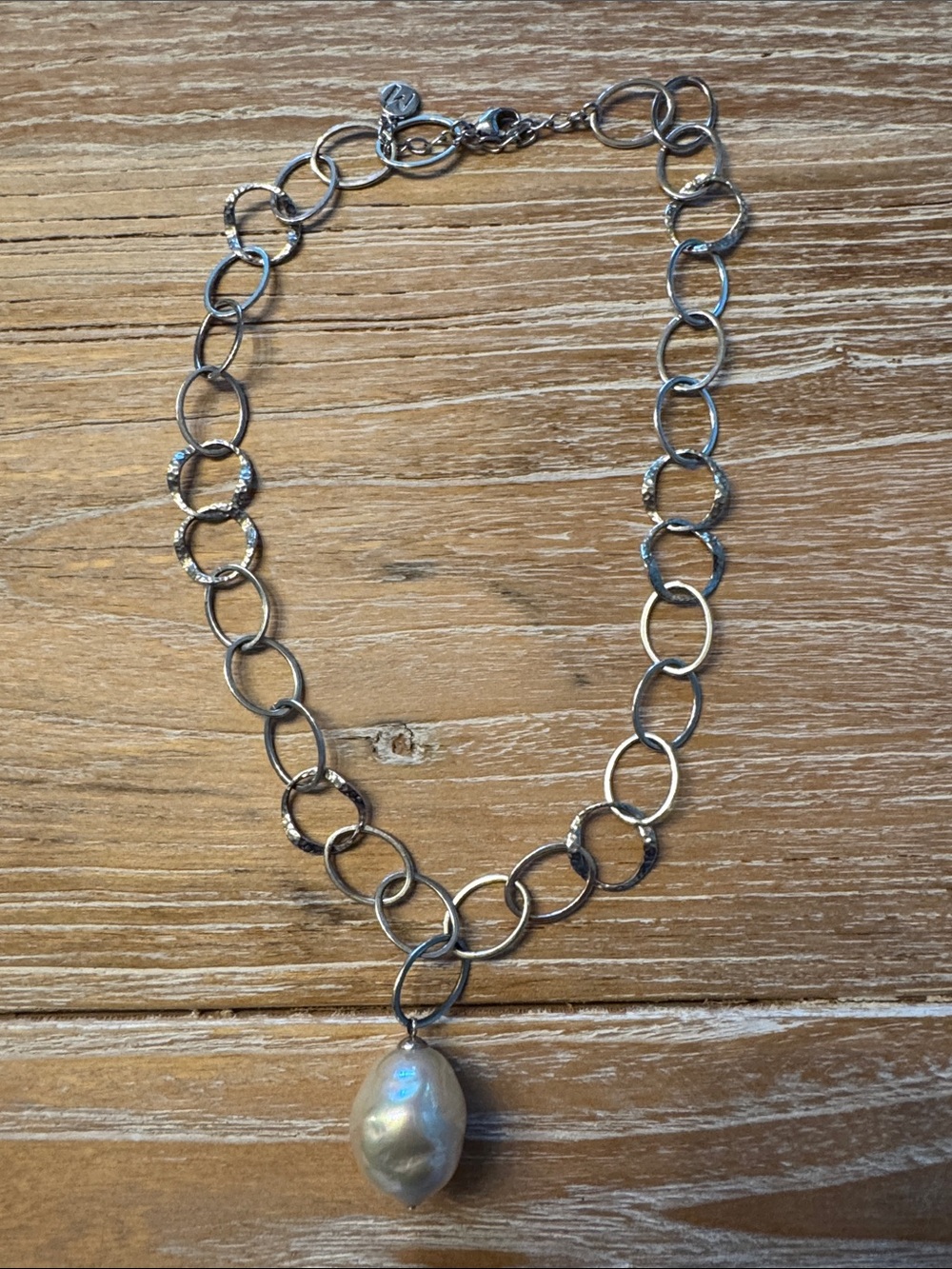 Majorica Silver Necklace with large baroque pearl